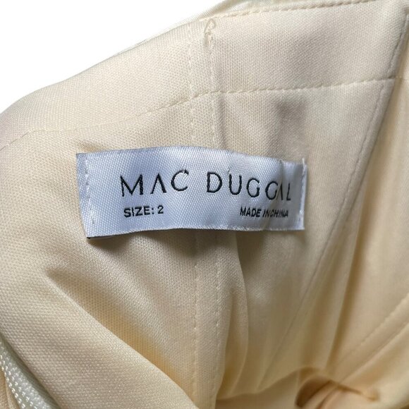 Mac Duggal Butter Yellow Satin Cut Out Gown Dress 68450 Size 2 - Picture 6 of 7